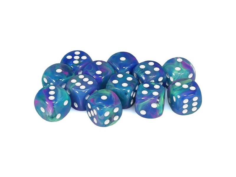 Chessex Festive 12 * D6 Waterlily / White 16mm Chessex Dice (CHX27746)