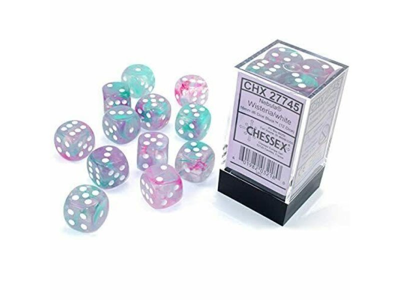 Chessex Nebula 12 * D6 Wisteria / White Luminary 16mm Chessex Dice (CHX27745)