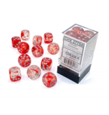 Chessex Nebula 12 * D6 Red / Silver Luminary 16mm Chessex Dice (CHX27754)