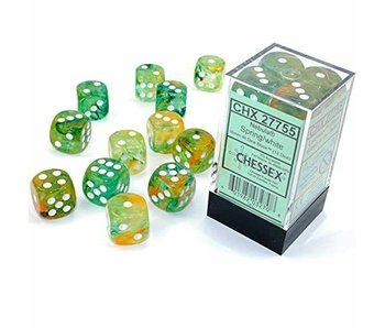 Nebula 12 * D6 Spring / White Luminary 16mm Chessex Dice (CHX27755)