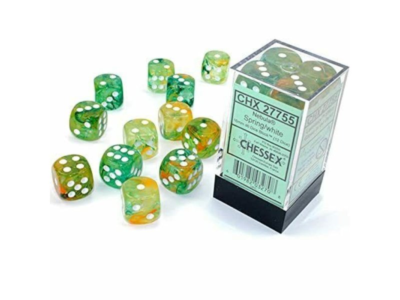 Chessex Nebula 12 * D6 Spring / White Luminary 16mm Chessex Dice (CHX27755)