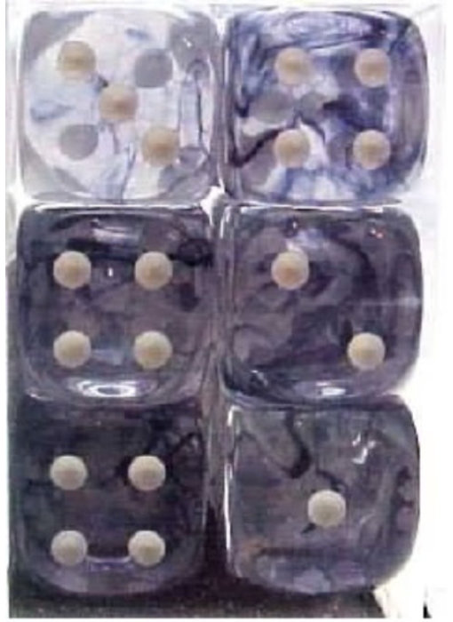 Nebula 12 * D6 Black / White 16mm Chessex Dice (CHX27608)