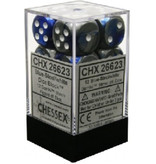 Chessex Gemini 12 * D6 Blue-Steel / White 16mm Chessex Dice (CHX26623)