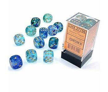 Nebula 12 * D6 Oceanic / Gold Luminary 16mm Chessex Dice (CHX27756)