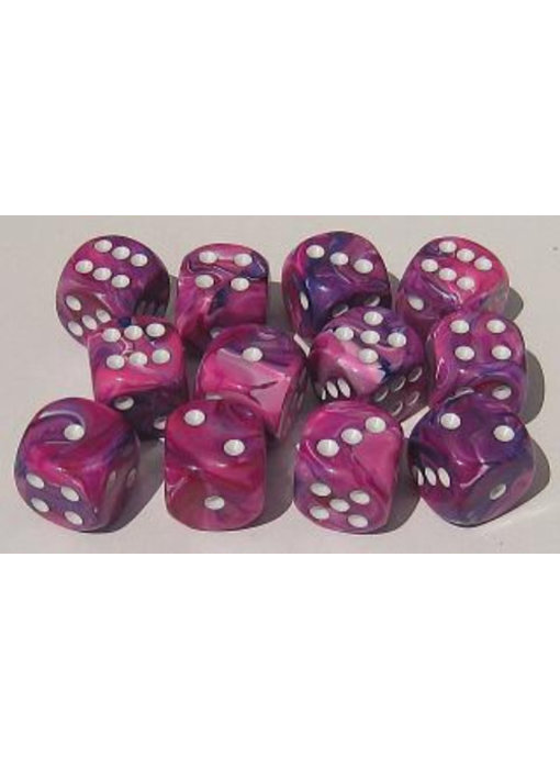 Festive 12 * D6 Violet /  White 16mm Chessex Dice (CHX27657)