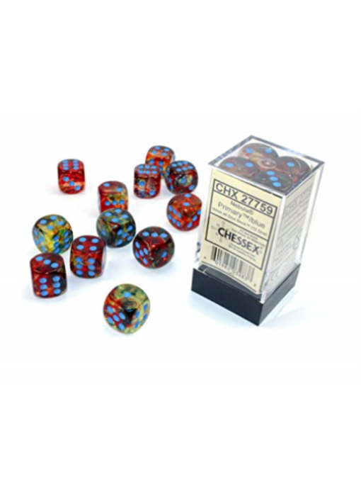 Nebula 12 * D6 Primary / Turquoise Luminary 16mm Chessex Dice (CHX27759)