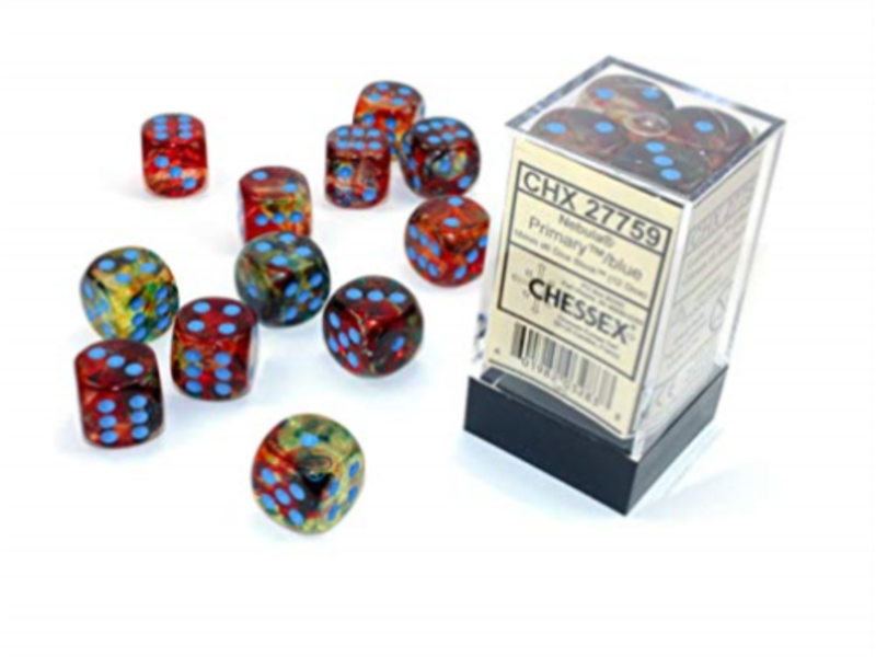 Chessex Nebula 12 * D6 Primary / Turquoise Luminary 16mm Chessex Dice (CHX27759)