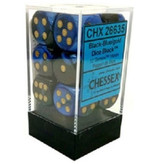 Chessex Gemini 12 * D6 Black-Blue / Gold 16mm Chessex Dice (CHX26635)