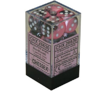 Gemini 12 * D6 Black-Pink / White 16mm Chessex Dice (CHX26630)