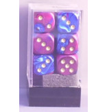 Chessex Gemini 12 * D6 Blue-Purple / Gold 16mm Chessex Dice (CHX26628)