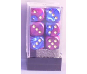 Gemini 12 * D6 Blue-Purple / Gold 16mm Chessex Dice (CHX26628)