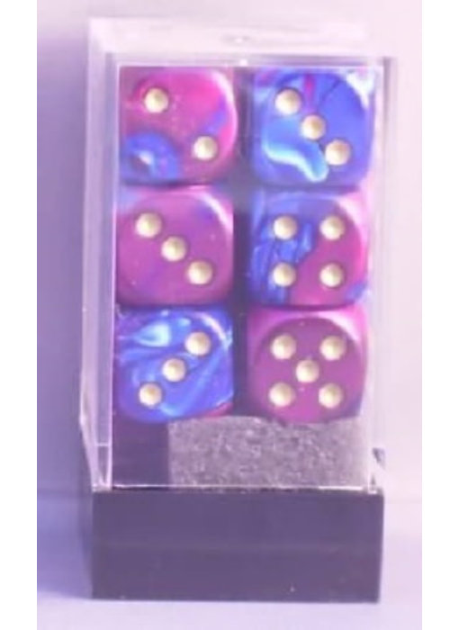 Gemini 12 * D6 Blue-Purple / Gold 16mm Chessex Dice (CHX26628)