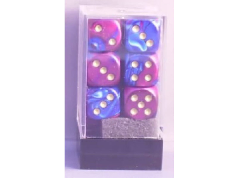 Chessex Gemini 12 * D6 Blue-Purple / Gold 16mm Chessex Dice (CHX26628)