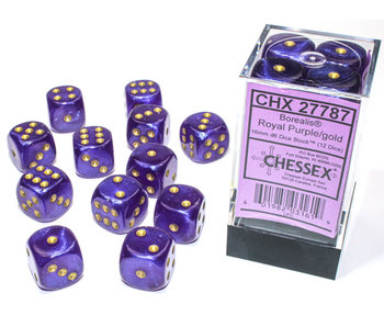 Borealis 12 * D6 Royal Purple / Gold 16mm Luminary Chessex Dice (CHX27787)