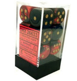 Chessex Gemini 12 * D6 Black-Red / Gold 16mm Chessex Dice (CHX26633)