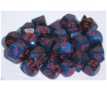 Gemini 12 * D6 Black-Starlight / Red 16mm Chessex Dice (CHX26658)