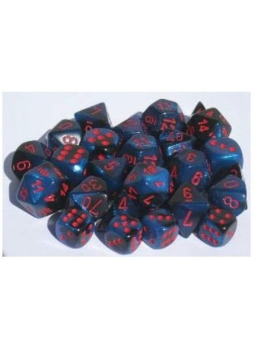 Gemini 12 * D6 Black-Starlight / Red 16mm Chessex Dice (CHX26658)