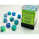 Gemini 12 * D6 Green-Yellow / Silver 16mm Chessex Dice (CHX26654)