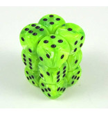 Chessex Vortex 12 * D6 Bright Green / Black 16mm Chessex Dice (CHX27630)