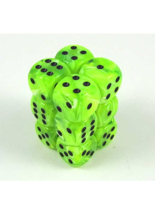 Vortex 12 * D6 Bright Green / Black 16mm Chessex Dice (CHX27630)