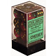 Gemini 12 * D6 Green-Purple / Gold 16mm Chessex Dice (CHX26634)