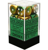 Chessex Gemini 12 * D6 Gold-Green / White 16mm Chessex Dice (CHX26625)