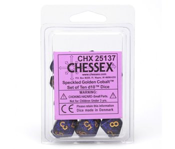 Speckled 10 * D10 Golden Cobalt Chessex Dice (CHX25137)