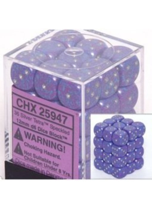 Speckled 36 * D6 Silver Tetra 12mm Chessex Dice (CHX25947)