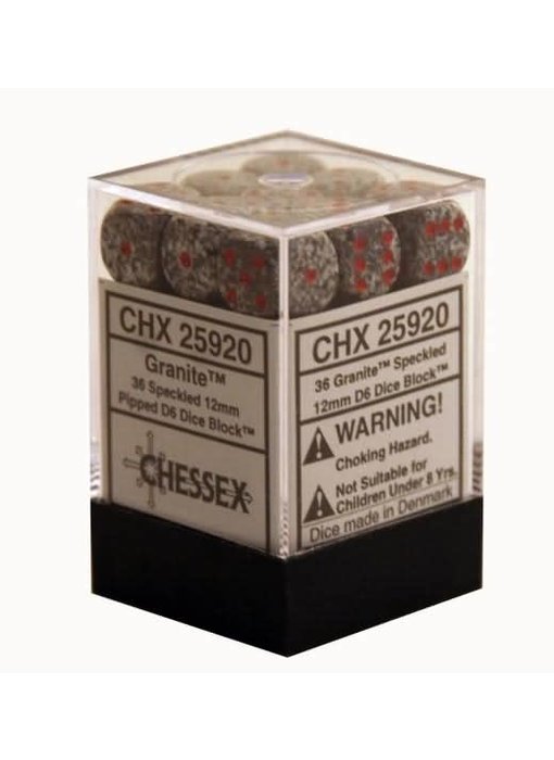 Speckled 36 * D6 Granite 12mm Chessex Dice (CHX25920)