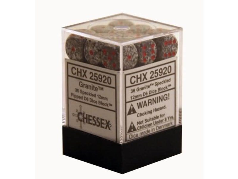 Chessex Speckled 36 * D6 Granite 12mm Chessex Dice (CHX25920)