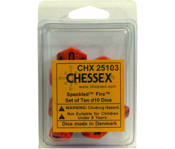 Speckled 10 * D10 Fire Chessex Dice (CHX25103)