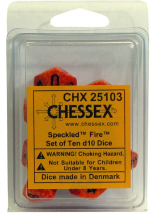 Speckled 10 * D10 Fire Chessex Dice (CHX25103)