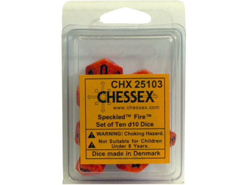 Chessex Speckled 10 * D10 Fire Chessex Dice (CHX25103)