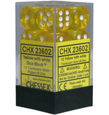 Chessex Translucent 12 * D6 Yellow / White 16mm Chessex Dice (CHX23602)