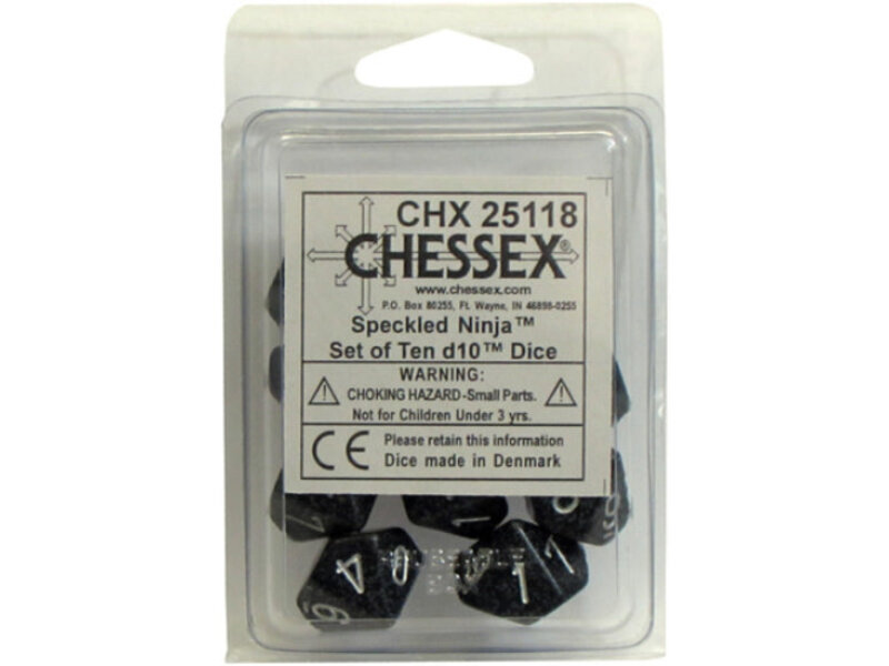 Chessex Speckled 10 * D10 Ninja Chessex Dice (CHX25118)