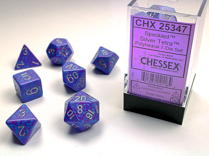 Chessex Speckled 7-Die Set Silver Tetra Chessex Dice (CHX25347)
