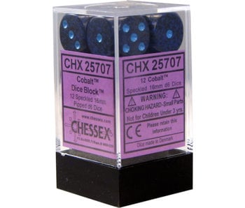 Speckled 12 * D6 Cobalt 16mm Chessex Dice (CHX25707)