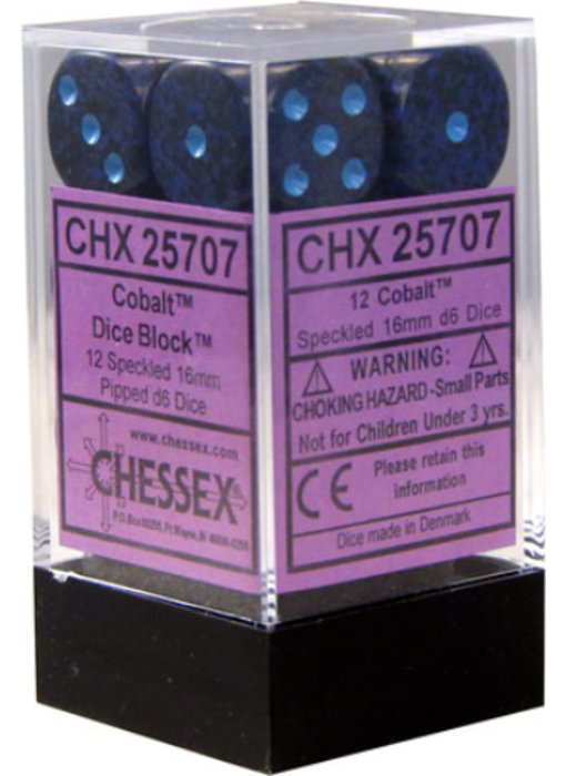 Speckled 12 * D6 Cobalt 16mm Chessex Dice (CHX25707)