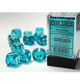 Chessex Translucent 12 * D6 Teal / White 16mm Chessex Dice (CHX23615)