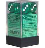 Chessex Translucent 12 * D6 Green / White 16mm Chessex Dice (CHX23605)