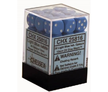 Opaque 36 * D6 Light Blue / White 12mm Chessex Dice (CHX25816)