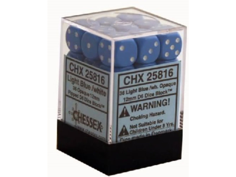 Chessex Opaque 36 * D6 Light Blue / White 12mm Chessex Dice (CHX25816)