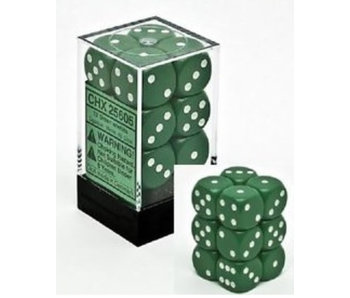 Opaque 12 * D6 Green / White 16mm Chessex Dice (CHX25605)