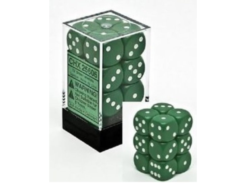 Chessex Opaque 12 * D6 Green / White 16mm Chessex Dice (CHX25605)