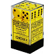 Opaque 12 * D6 Yellow / Black 16mm Chessex Dice (CHX25602)