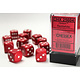 Opaque 12 * D6 Red / White 16mm Chessex Dice (CHX25604)