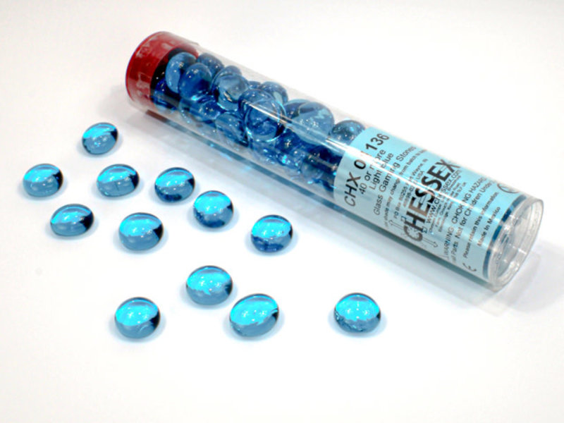 40 Chessex Manufacturing Crystal Light Blue Glass Stones in 5.5` Tube 