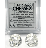 Chessex Translucent 10 * D10 Clear / White Chessex Dice (CHX23201*)