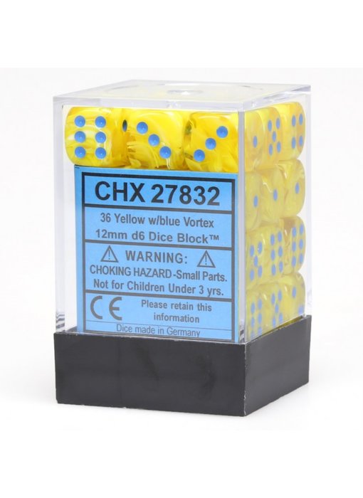 Vortex 36 * D6 Yellow / Blue 12mm Chessex Dice (CHX27832)