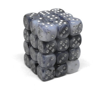 Phantom 36 * D6 Black/ Silver 12mm Chessex Dice (CHX27888)